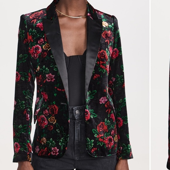 L'Agence Chamberlain Vintage Bouquet Velvet Blazer (size 0) - Picture 10 of 13